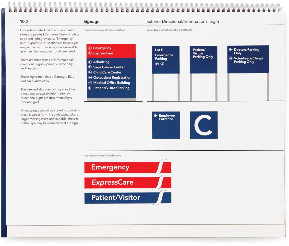 centegra-health-system_signage-standards_2.jpg Art Direction by: Bart Crosby, Crosby Associates